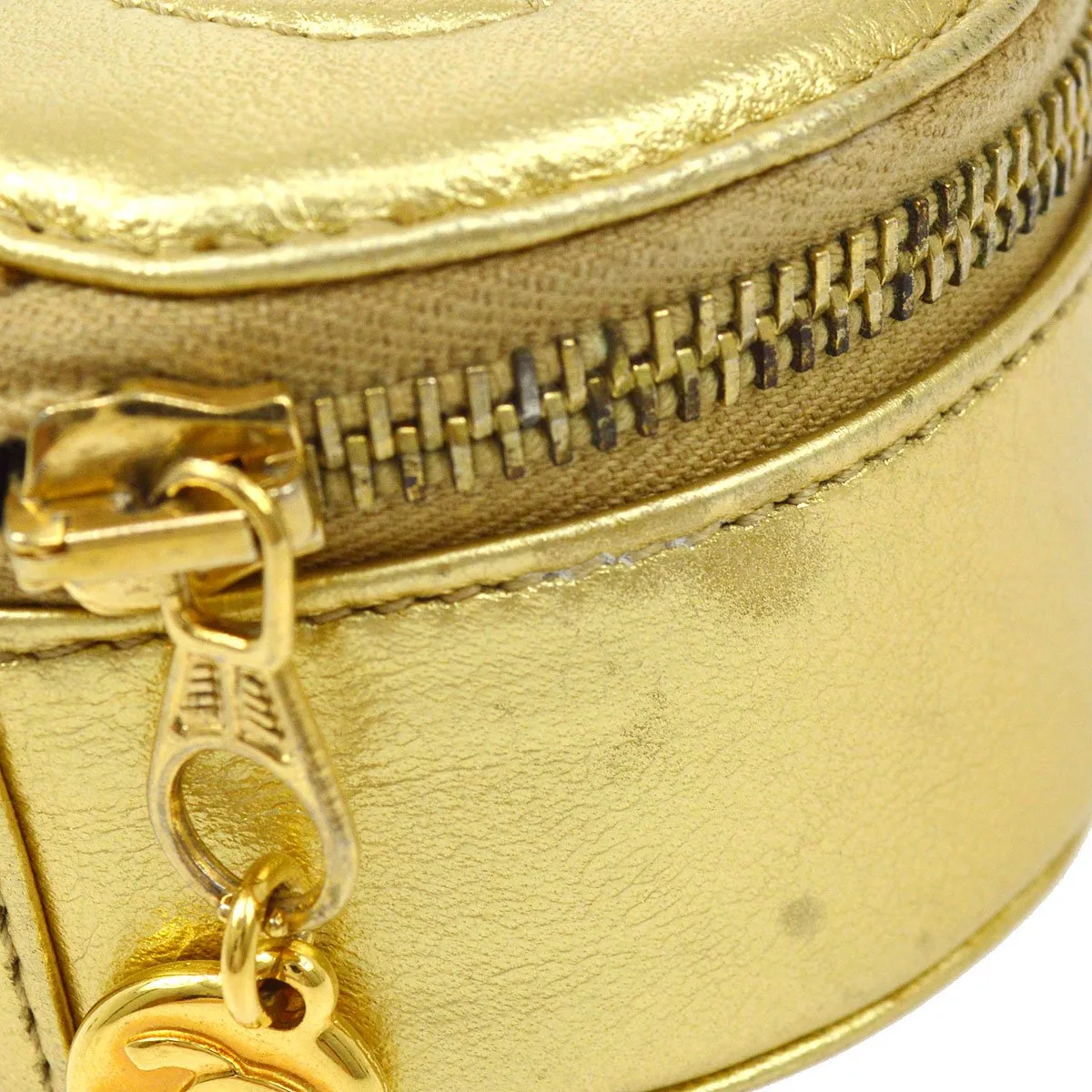 CHANEL 1994-1996 Timeless Jewelry Case Gold Lambskin 05991