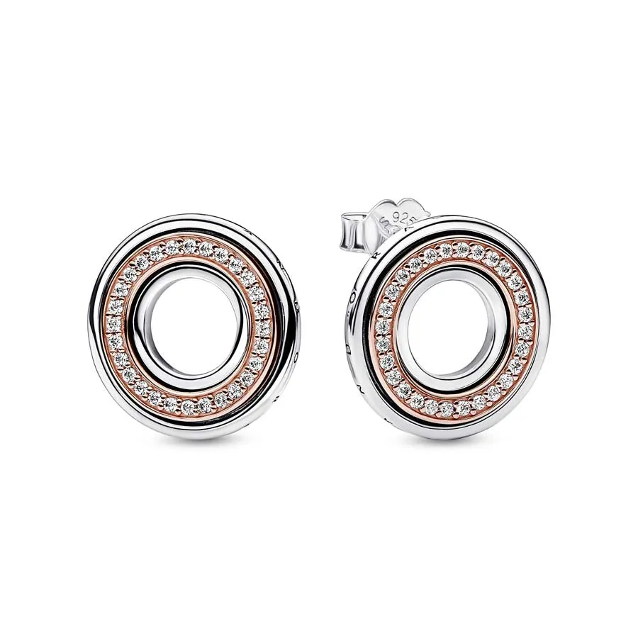 FINAL SALE Pandora Signature Two-Tone Pave Stud Earrings