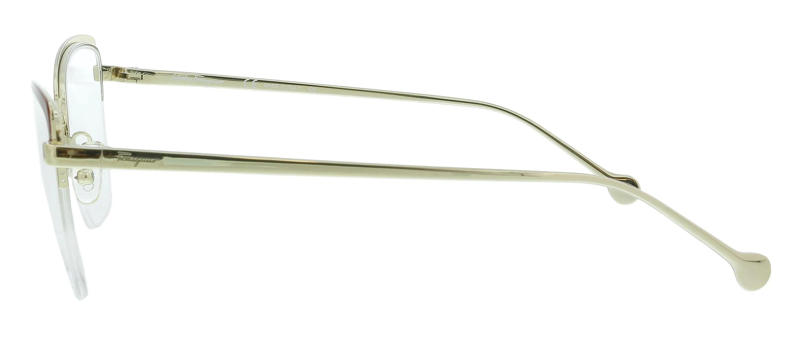Salvatore Ferragamo SF2182 744 Shiny Gold/Burgundy Cat Eye Eyeglasses