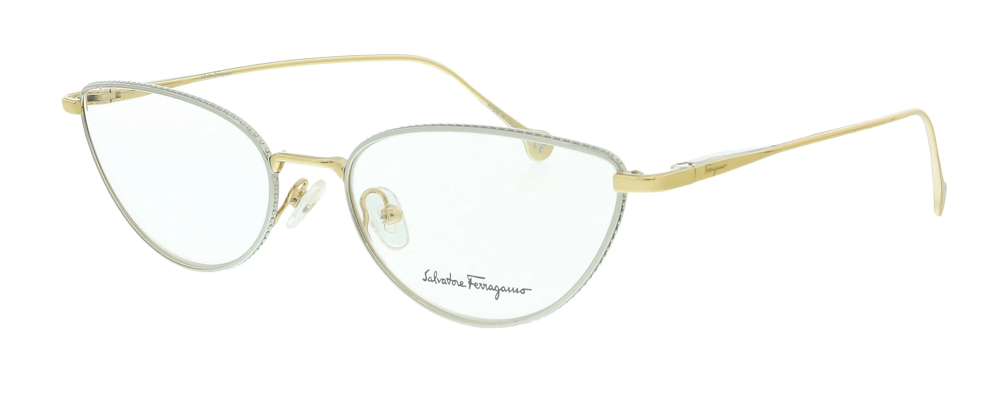 Salvatore Ferragamo SF2188 050 Palladium/Gold Oval Eyeglasses